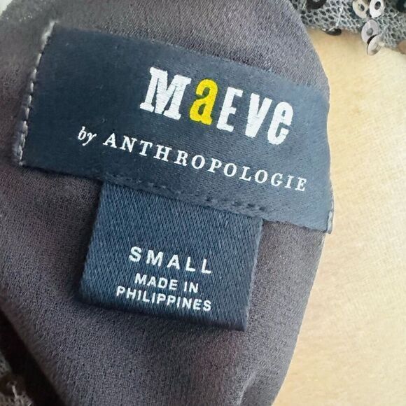 ANTHROPOLOGIE MAEVE Sequined Blouse‎ Top, Dark Gray, Size Small, NWOT - Picture 6 of 13